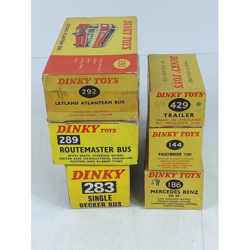 94 - 6 boxed Dinky model vehicles, model no's 292, 429, 289, 144, 283 & 186