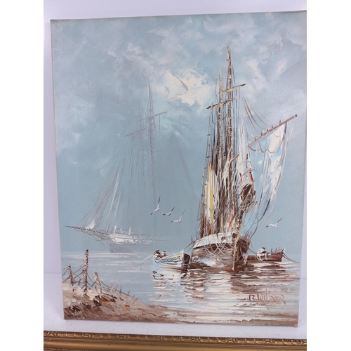 12 - 2 Ship oil paintings