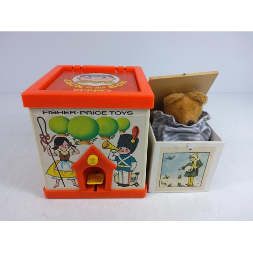 13 - 2 vintage jack in the boxes and a wooden Pinocchio puppet