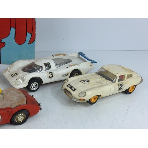 14 - Various vintage scalextric cars including boxed examples and a vintage Superman comic