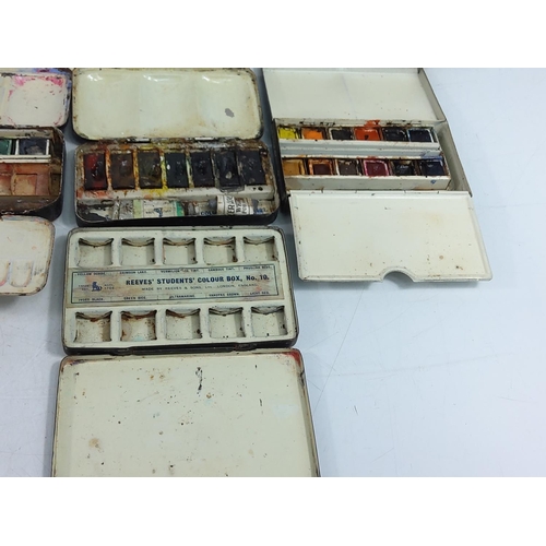 4 - 8 Various vintage watercolour paint boxes by Reeves & Son