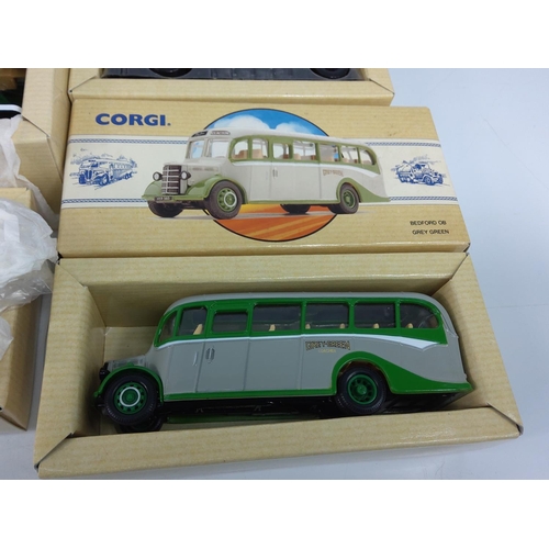 34 - 5 boxed Corgi buses