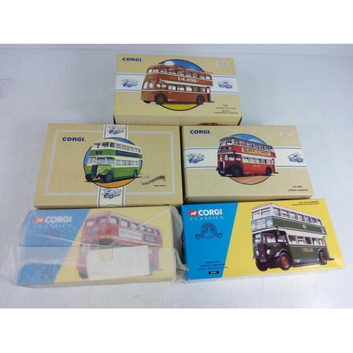 35 - 5 boxed Corgi buses