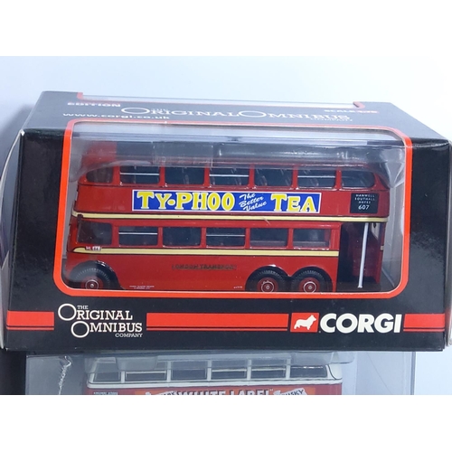 153 - 10 boxed Corgi buses