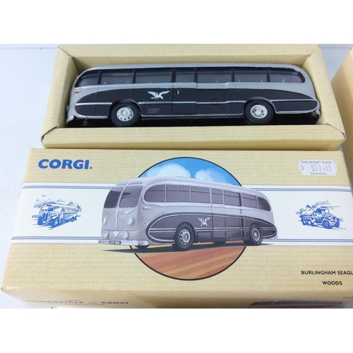 159 - 5 boxed Corgi buses