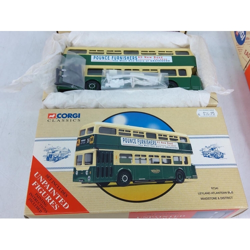 159 - 5 boxed Corgi buses