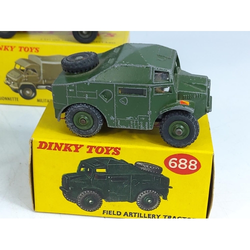 99 - 7 various boxed Dinky military vehicles, model no's 814, 821, 688, 817, 827, 626 & 822