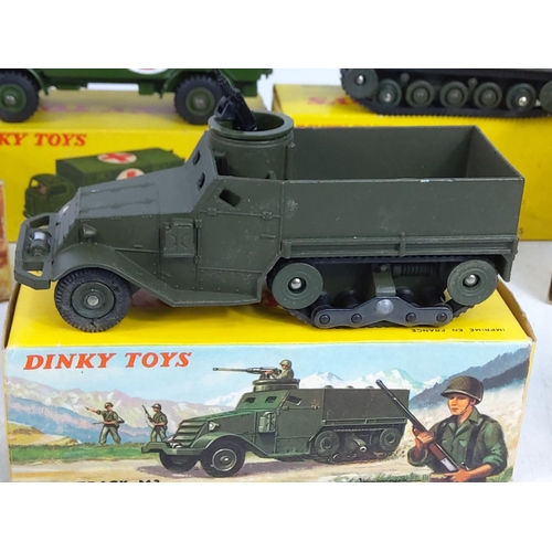 99 - 7 various boxed Dinky military vehicles, model no's 814, 821, 688, 817, 827, 626 & 822