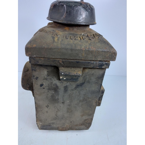 197 - Cast iron Railway lantern, 40 x 24 x 24cms