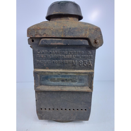 197 - Cast iron Railway lantern, 40 x 24 x 24cms