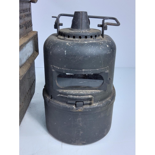 197 - Cast iron Railway lantern, 40 x 24 x 24cms