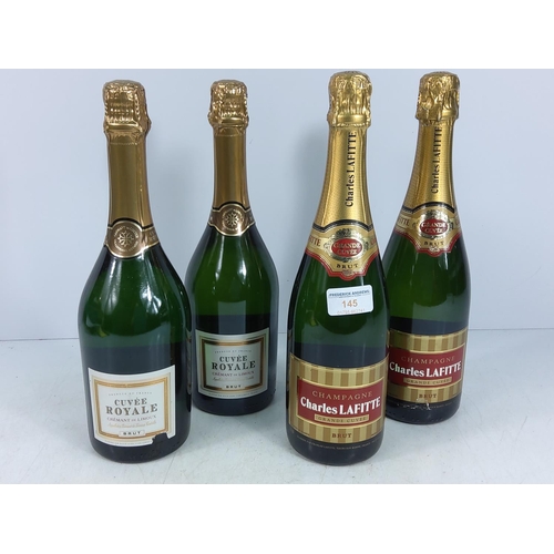 145 - 2 bottles of Charles Lafitte Champagne and 2 bottles of sparkling wine