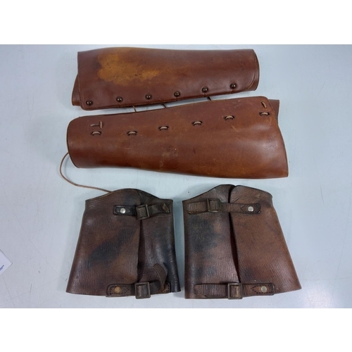 2 - 2 pairs of leather gaiters