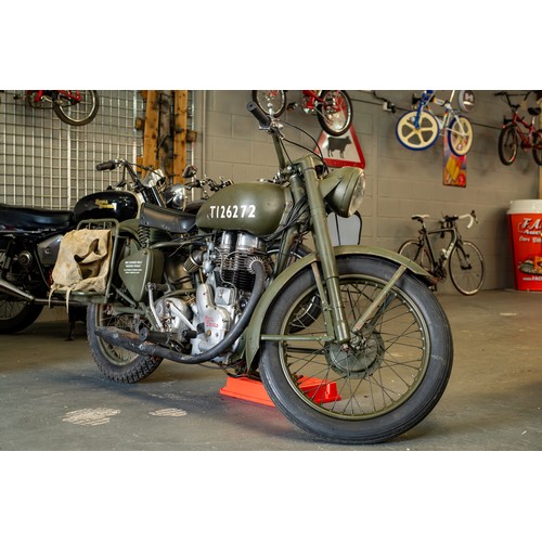 10 - Vintage Military spec 1949 Green Royal Enfield 350cc bullet with 1052 miles on the clock Registratio... 