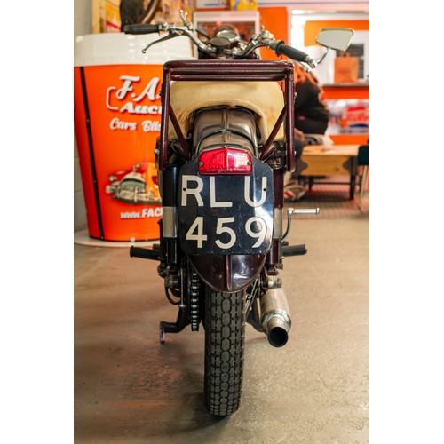 9 - Vintage Ariel Red Hunter Motorcycle in Maroon, Registration RLU459, manufactured in 1955, making thi... 