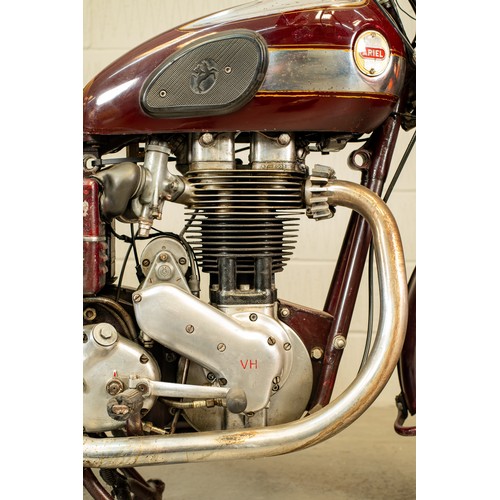 9 - Vintage Ariel Red Hunter Motorcycle in Maroon, Registration RLU459, manufactured in 1955, making thi... 