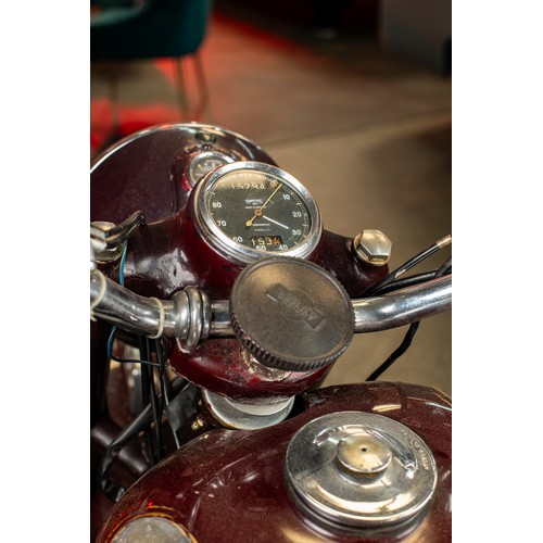 9 - Vintage Ariel Red Hunter Motorcycle in Maroon, Registration RLU459, manufactured in 1955, making thi... 