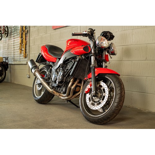 4 - Red Triumph  Speed 4 Motorbike this bike is being sold as a project bike, it has had a new battery t... 