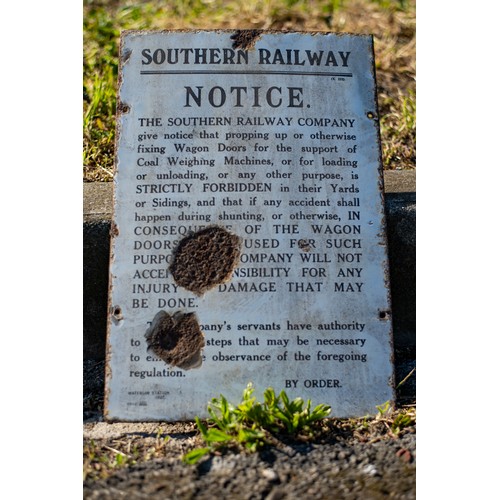 30 - Vintage enamel Southern Railway notice sign