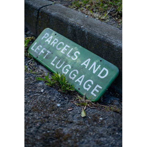 31 - Vintage Enamel Parcels and left luggage sign