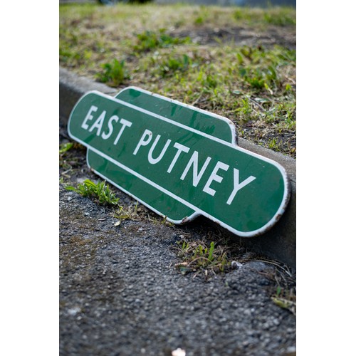 34 - Vintage Enamel railway sign EAST PUTNEY