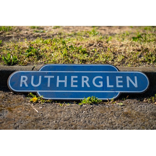 36 - Vintage Enamel railway sign RUTHERGLEN