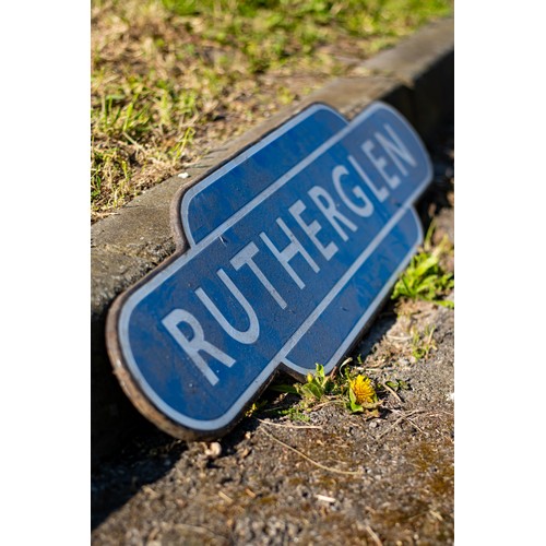 36 - Vintage Enamel railway sign RUTHERGLEN