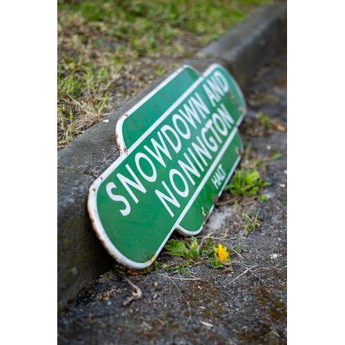 38 - Vintage Enamel railway sign SNOWDOWN AND NONINGTON HALT