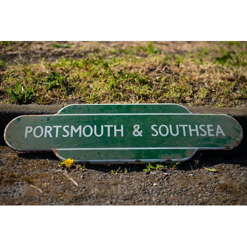 39 - Vintage Enamel railway sign PORTSMOUTH & SOUTHSEA