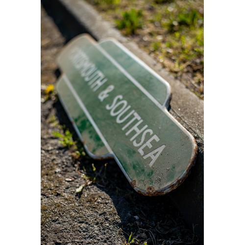 39 - Vintage Enamel railway sign PORTSMOUTH & SOUTHSEA