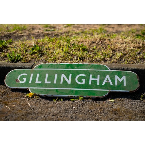 40 - Vintage Enamel railway sign GILLINGHAM