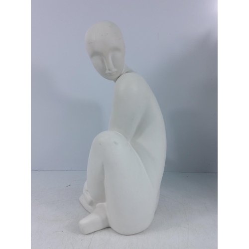 91 - Porcelain figure and a feather lamp