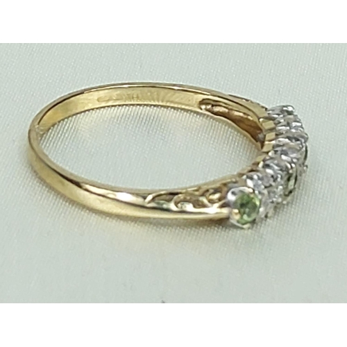 293 - 9ct gold diamond and citrine half hoop ring, size S