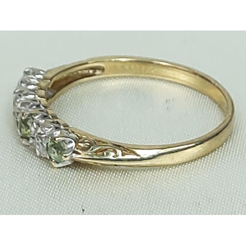 293 - 9ct gold diamond and citrine half hoop ring, size S