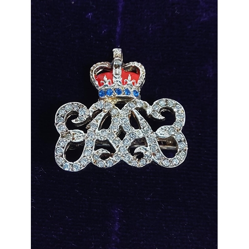 307 - Silver stone set Royal Commemorative brooch