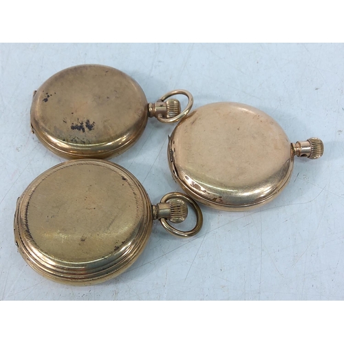 328 - 3 gold plated pocket watches