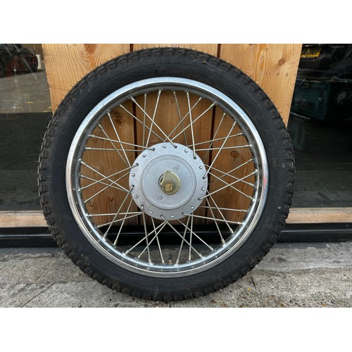 62 - Large quantity of Royal Enfield parts incl fuel tank, front and rear wheels, mudguards, twin seat, s... 