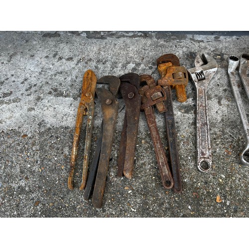 66 - Qty of large sized spanners and wrenches including - 1 5/8