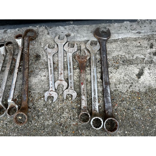 66 - Qty of large sized spanners and wrenches including - 1 5/8