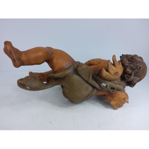 110 - Pair of cherubs playing instruments, approx 56cms in height