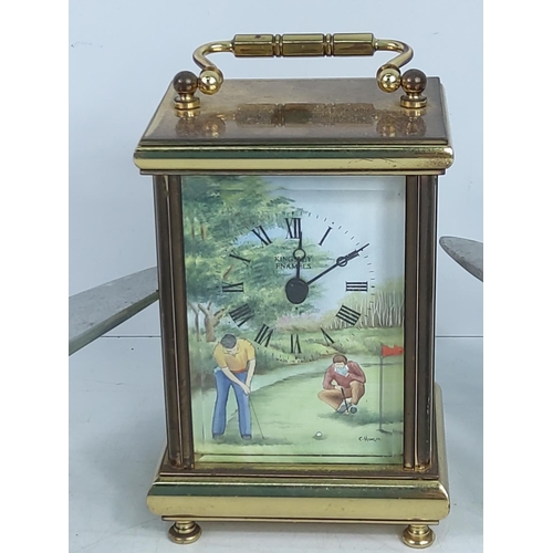 114 - Golfing carriage clock and 2 aircraft clocks