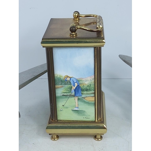 114 - Golfing carriage clock and 2 aircraft clocks