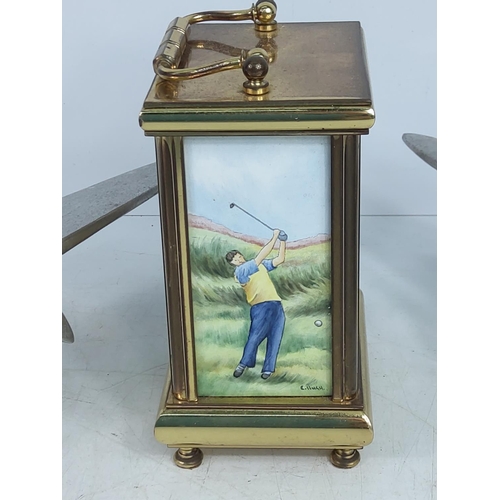 114 - Golfing carriage clock and 2 aircraft clocks