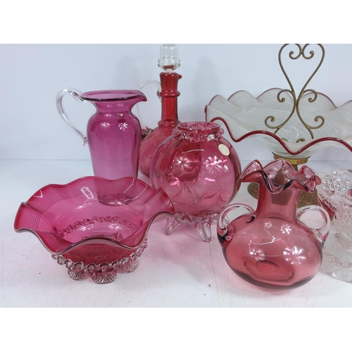 115 - Box of antique cranberry glass