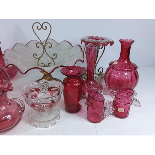 115 - Box of antique cranberry glass