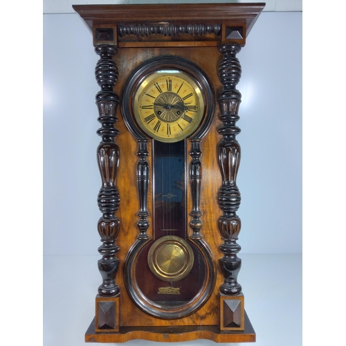 163 - Antique walnut cased regulator clock