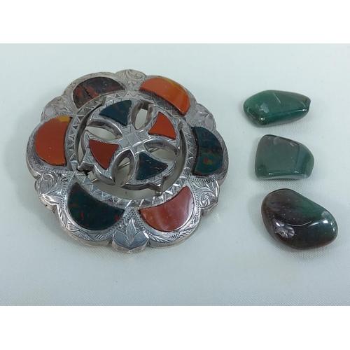 305 - Celtic silver brooch and stones