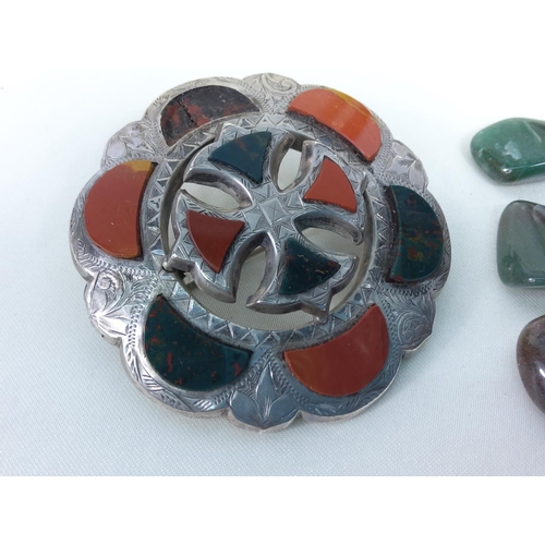 305 - Celtic silver brooch and stones