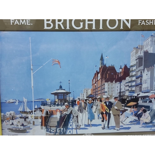 147 - Gilt framed vintage Southern Rail Brighton poster, 69 x 56cms