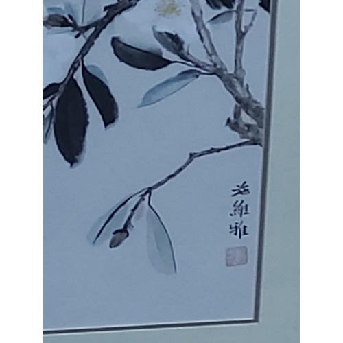 151 - Framed Oriental picture, 91 x 58cms